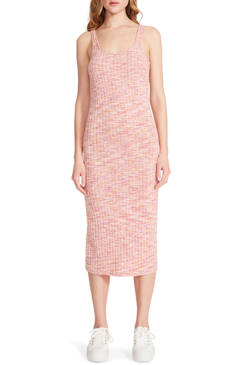 BB Dakota by Steve Madden Tangerine Daze Space Dye Rib Midi Dress, Main, color, 
