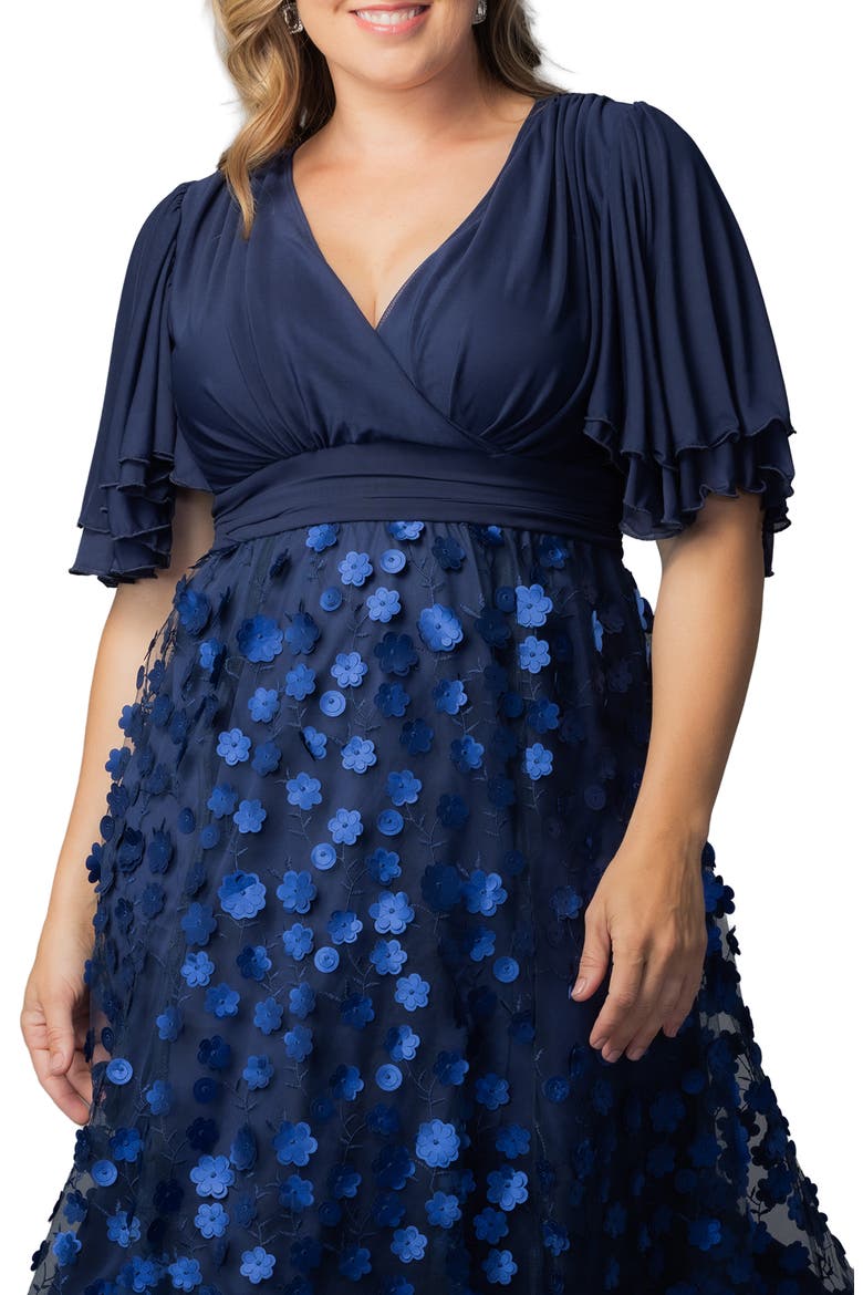Pretty Petals Flutter Sleeve Cocktail Dress, Alternate, color, NAVY BLOSSOMS