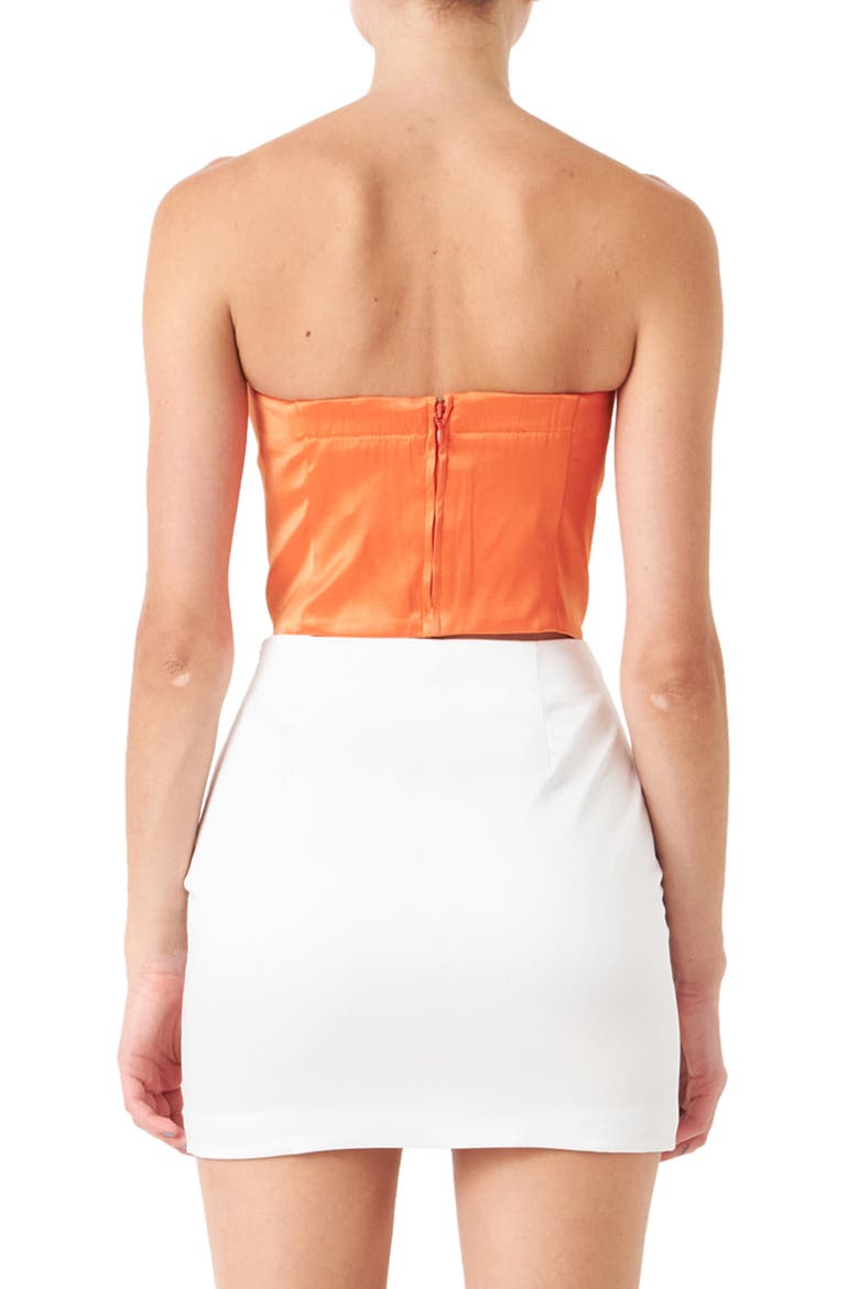 Strapless Satin Crop Top, Alternate, color, ORANGE