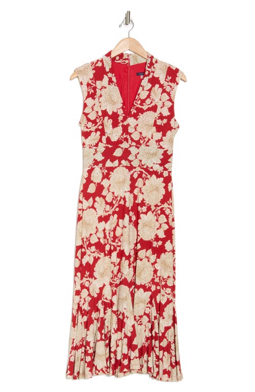 Tommy Hilfiger Cap Sleeve Stretch Jersey Midi Dress In Red