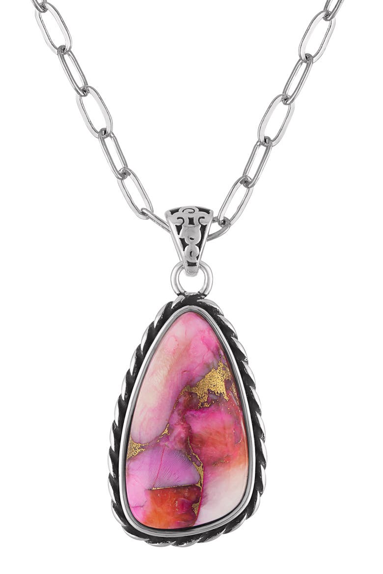 Teardrop Pendant Necklace, Main, color, PINK/ SILVER