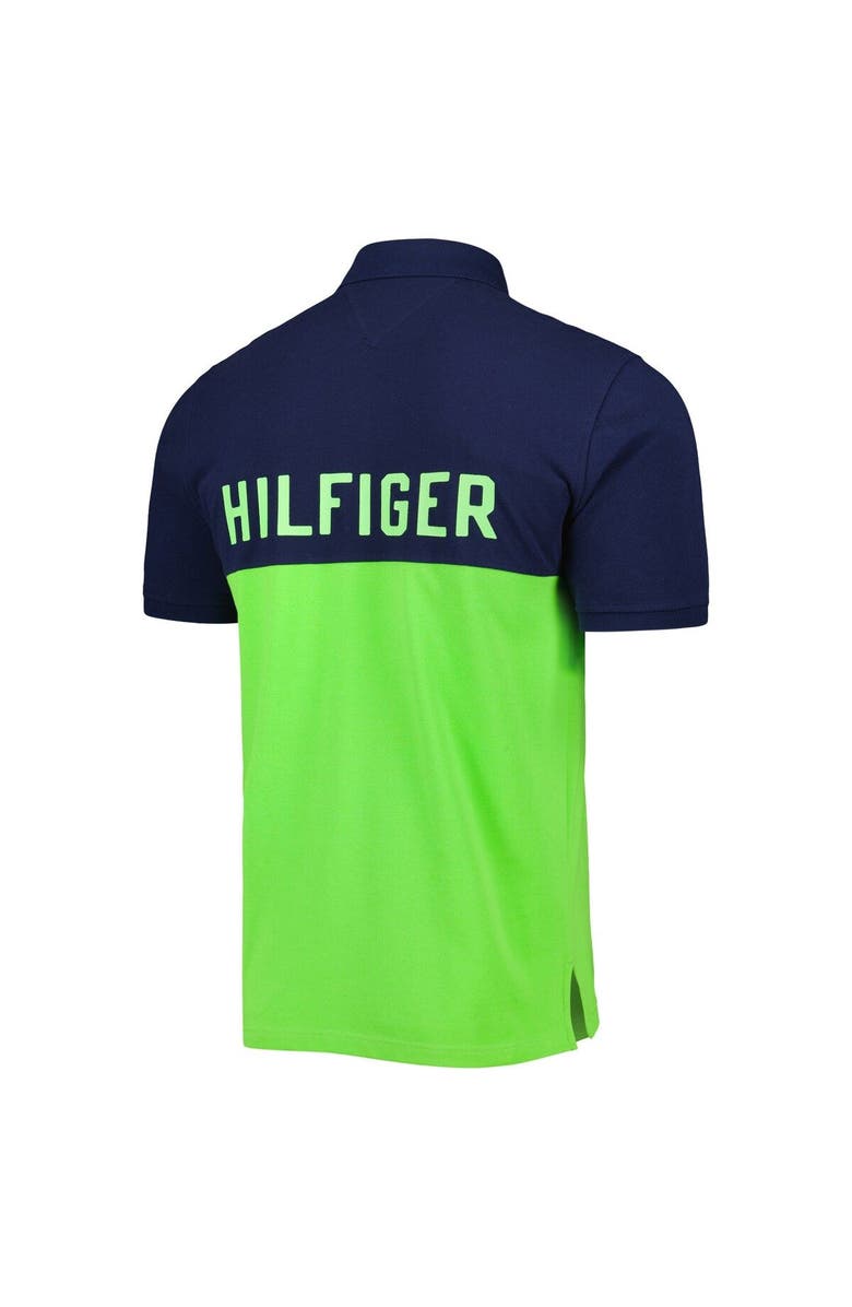 Tommy Hilfiger Men's Tommy Hilfiger Neon Green/College Navy Seattle Seahawks Color Block Polo, Alternate, color, 