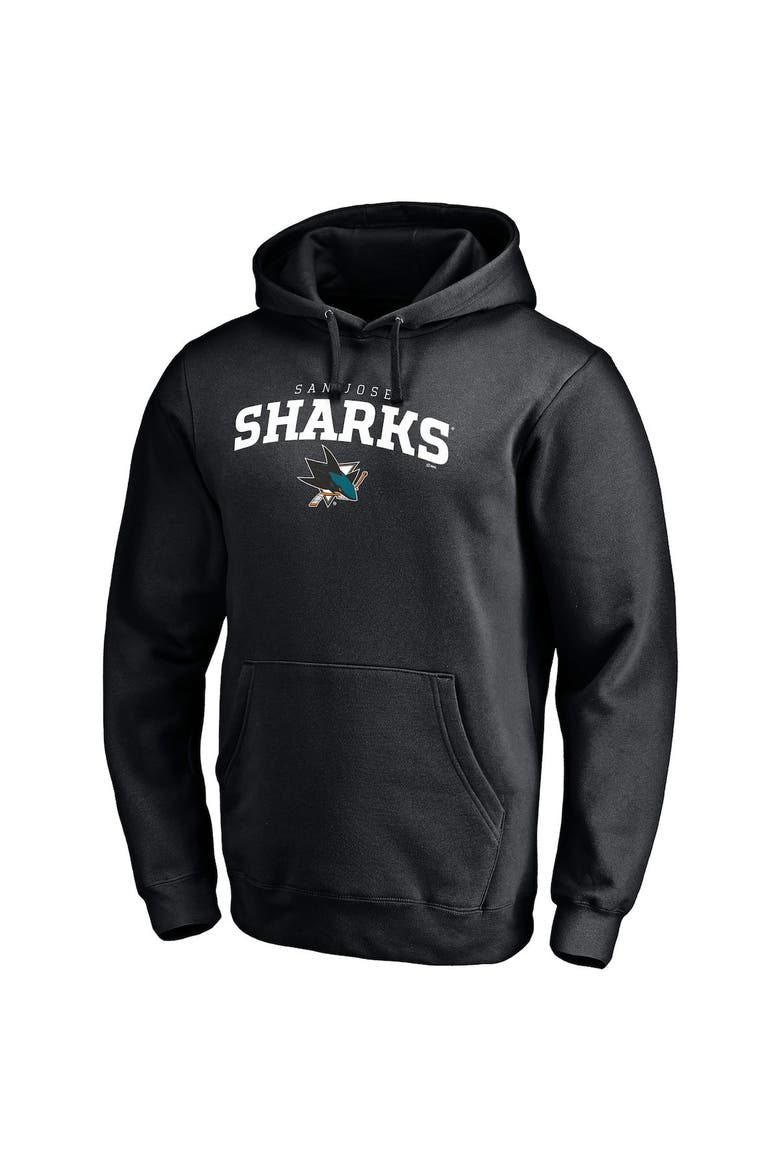 Men's Fanatics Branded Black San Jose Sharks Team Lockup Fitted Pullover Hoodie, Alternate, color, Black