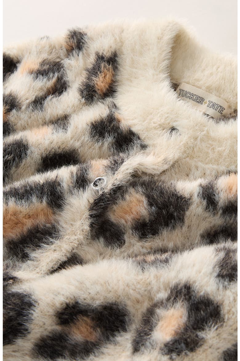 Kids' Leopard Eyelash Cardigan, Alternate, color, TAN TWINE SKETCHY LEOPARD