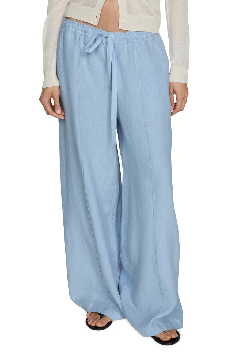 Drawstring Linen Pants, Main, color, SKY BLUE