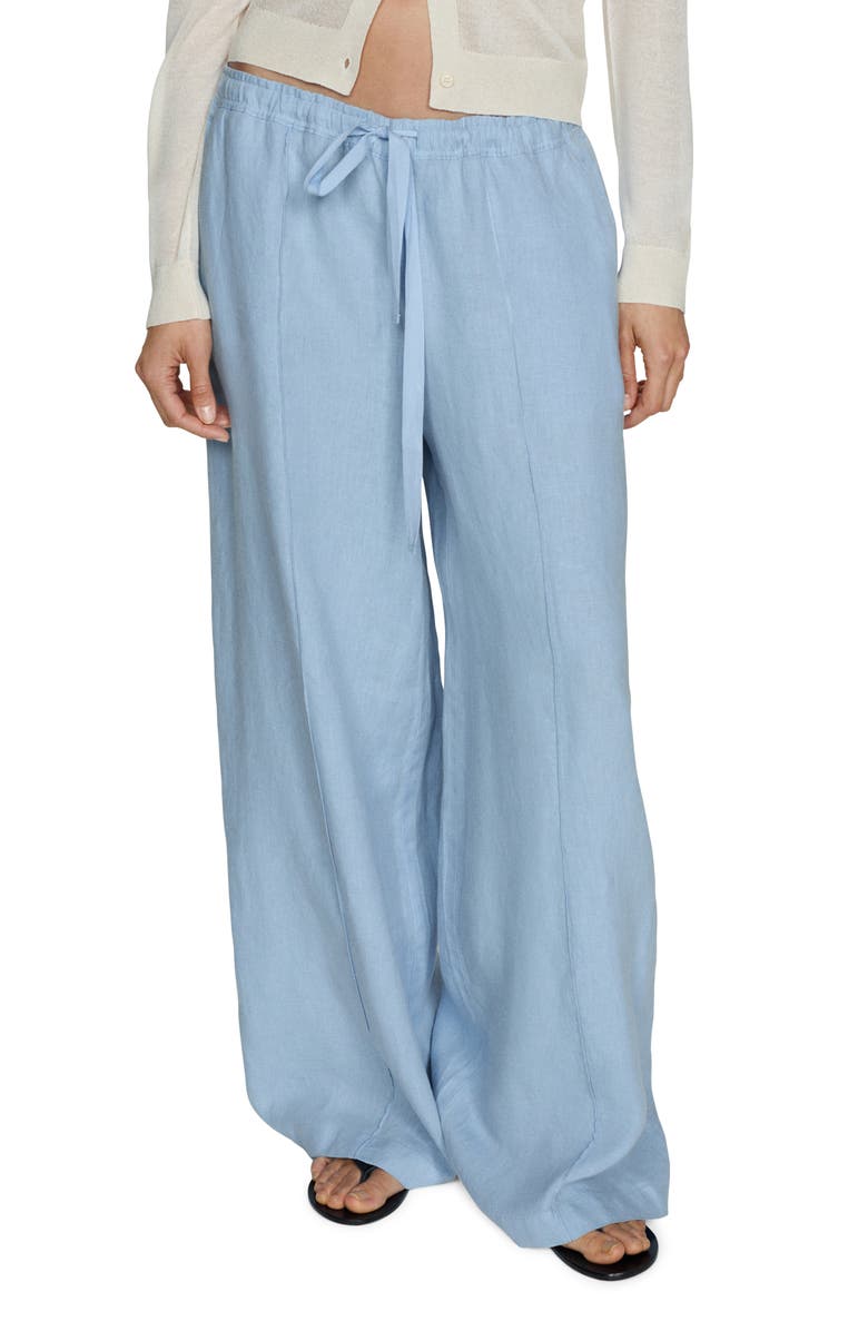 MANGO Drawstring Linen Pants, Main, color, 