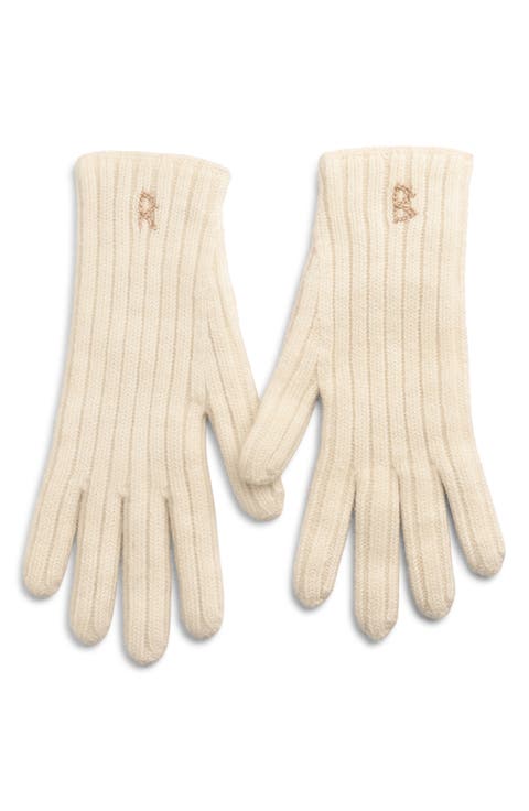 Monogram Embroidered Merino Wool Gloves