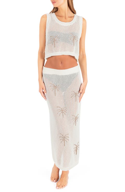 Embroidered Sheer Cover-Up Crop Top & Maxi Skirt Set