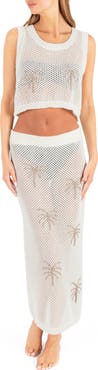 Hurley Embroidered Sheer Cover-Up Crop Top