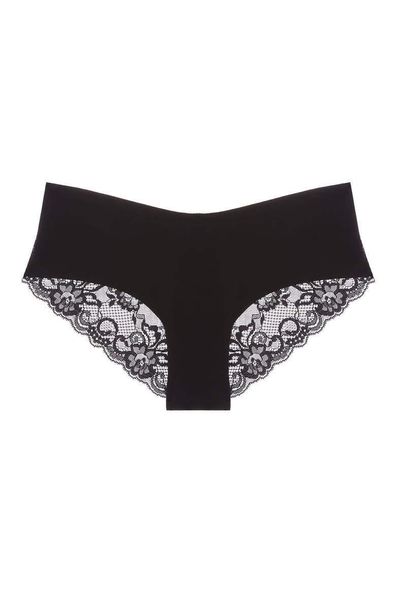 Estelle 3-Pack Cotton Jersey & Lace Hipster Briefs, Alternate, color, BLACK