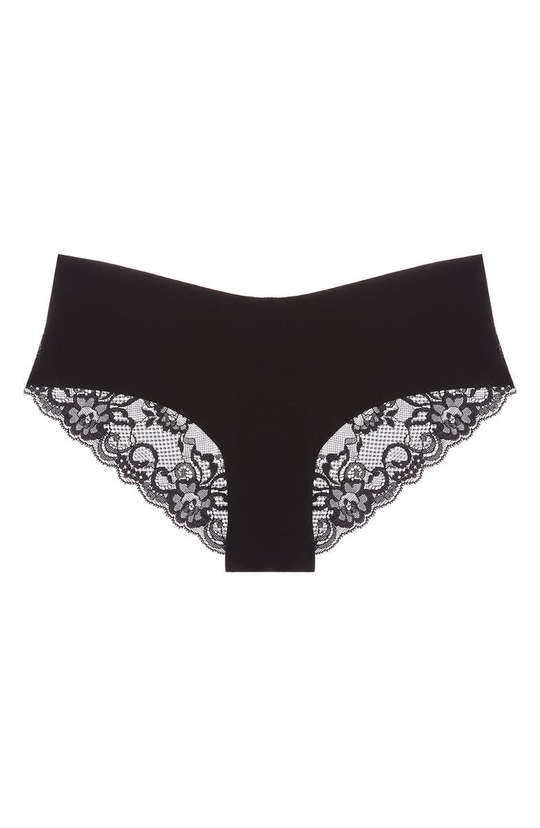 JOURNELLE Estelle 3-Pack Cotton Jersey & Lace Hipster Briefs, Alternate, color, Black