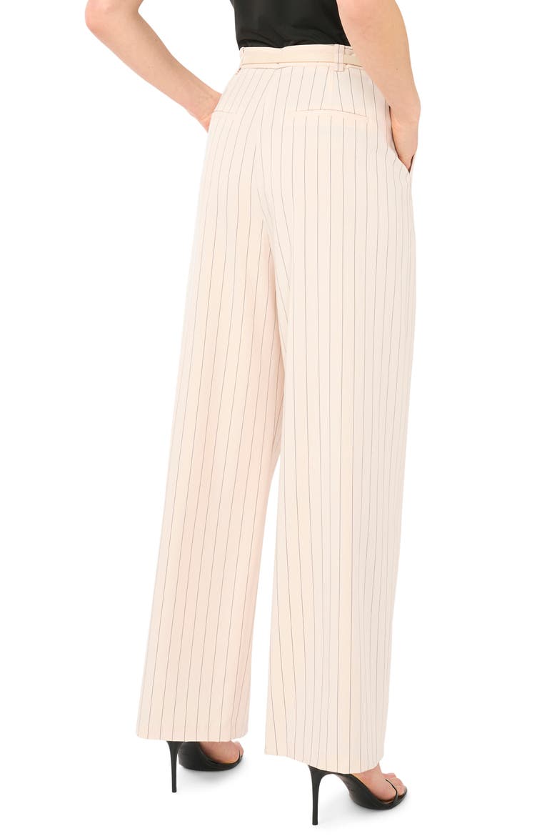 Belted Pleated High Waist Wide Leg Pants, Alternate, color, BIRCH