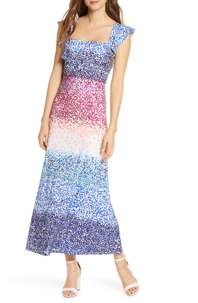 Julia Jordan Ruffle Sleeve Maxi Dress, Main, color,