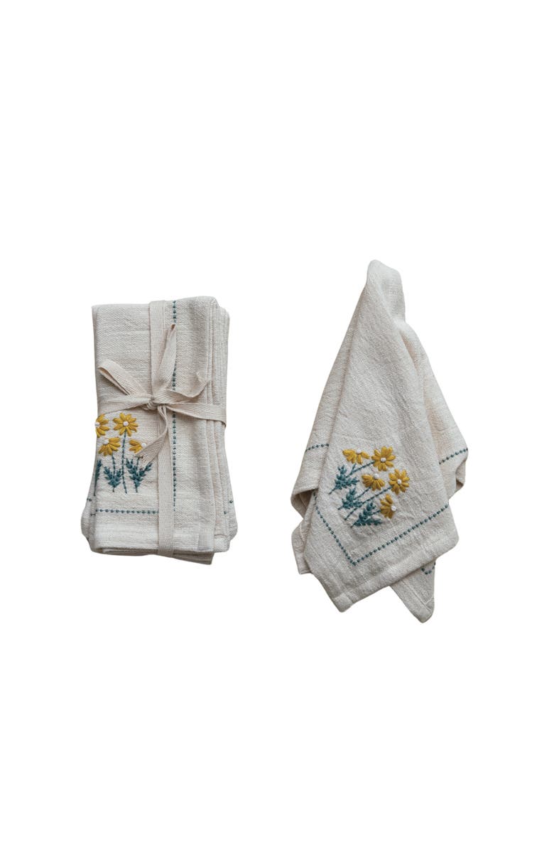 Storied Home Hand-Embroidered Cotton Napkins, Main, color, 