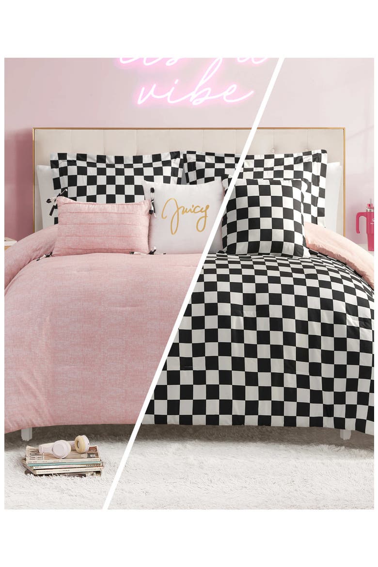 Checkerboard Reversible Comforter & Sham Set, Main, color, CHECKERBOARD BLACK/ WHITE