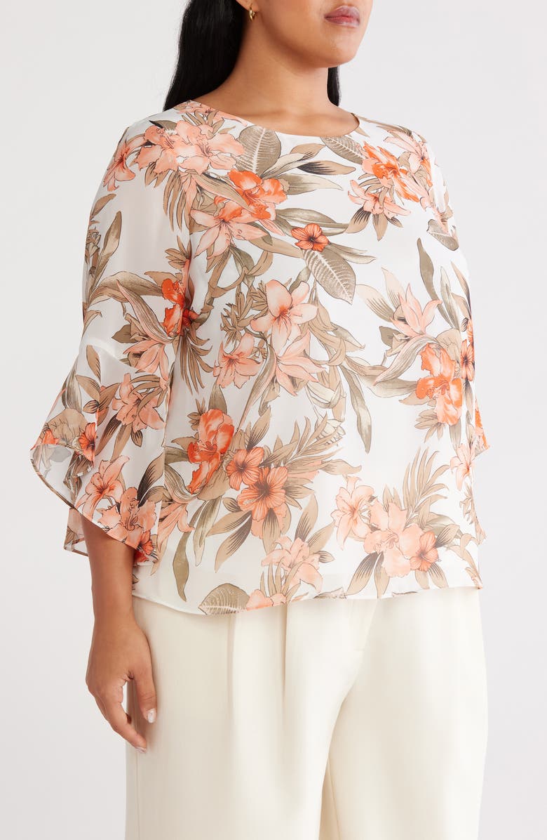 KASPER Ruffle Sleeve Top, Alternate, color, 