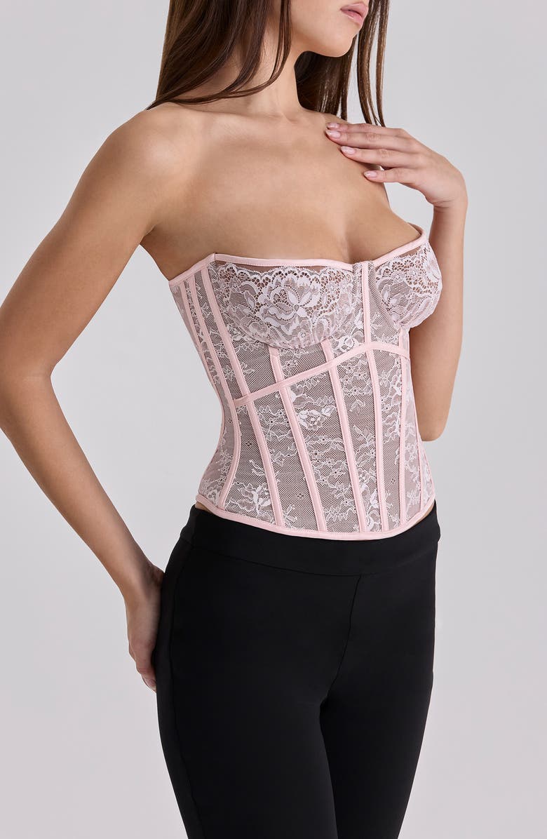 HOUSE OF CB Ayana Lace Corset Top, Alternate, color, Pink