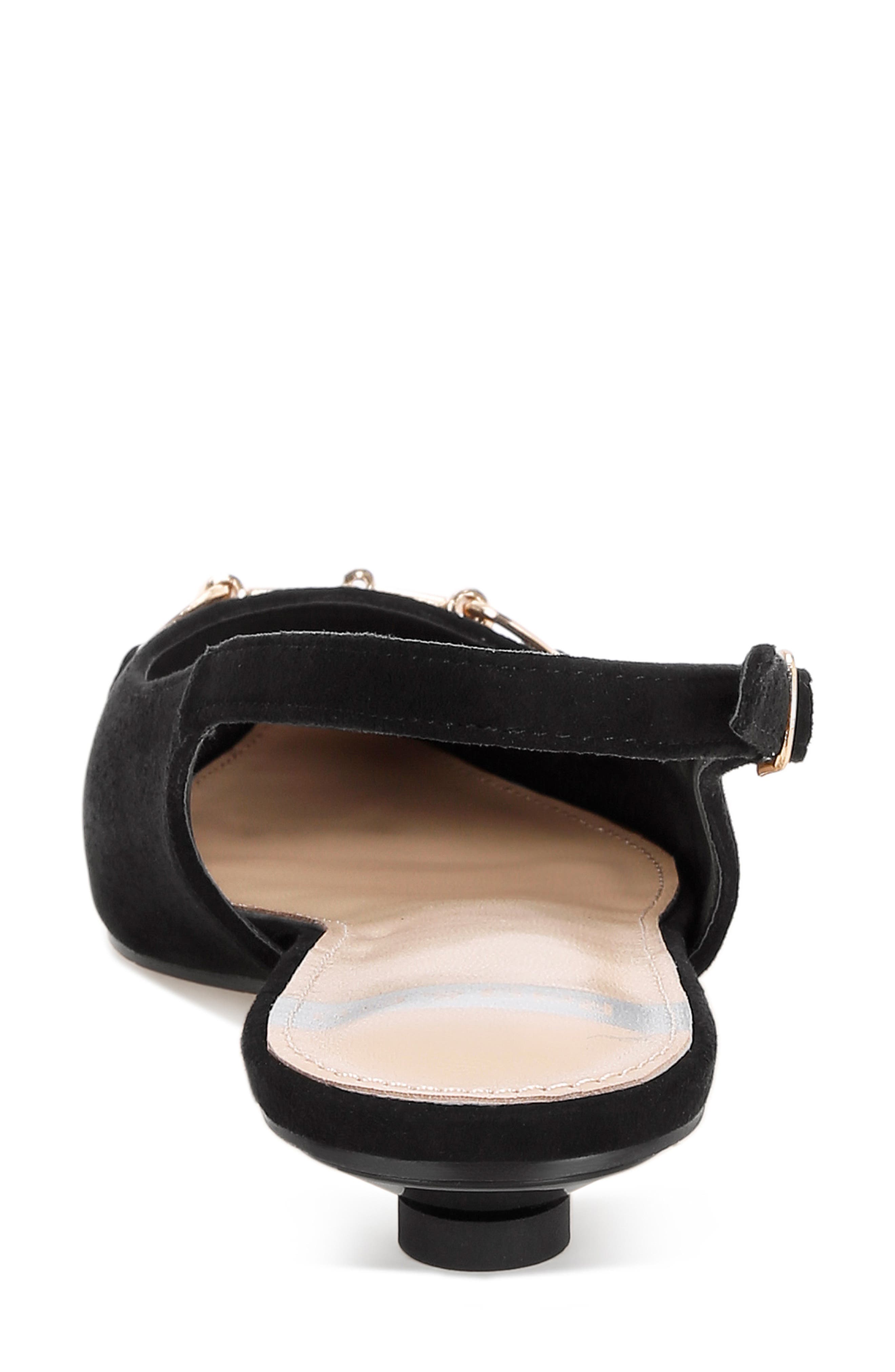 Bell Flower Leather Slingback Pump, Alternate, color, BLACK SUEDE