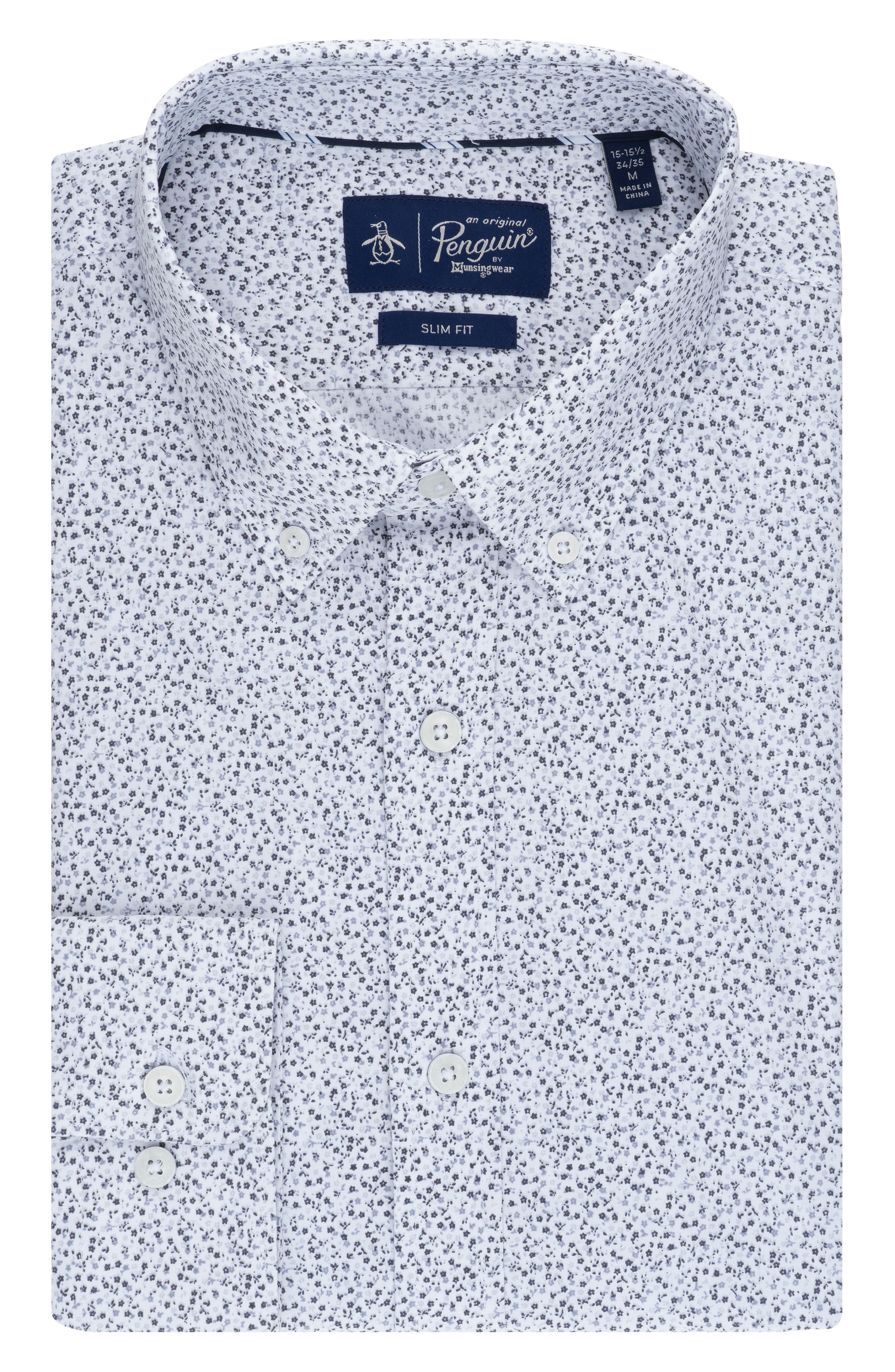 Original Penguin Micro Floral Print Slim Fit Dress Shirt