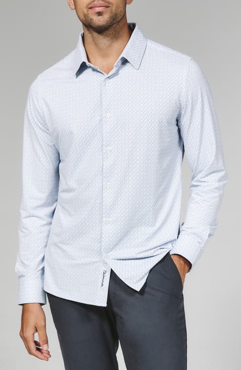 Pesaro Geo Print Wrinkle Resistant Performance Button-Up Shirt