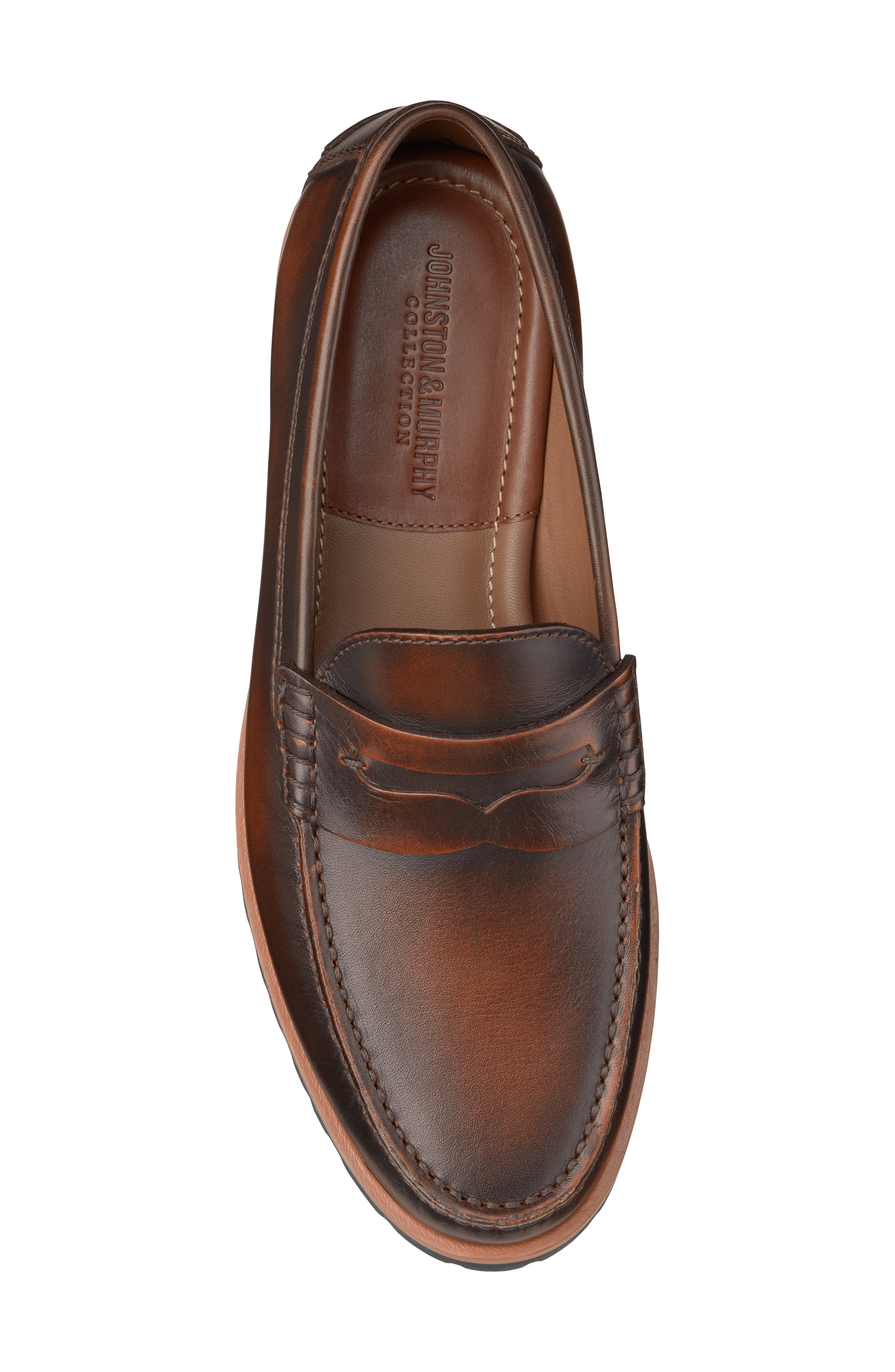 Baldwin Lug Sole Penny Loafer, Alternate, color, BROWN BRUSH-OFF FULL GRAIN