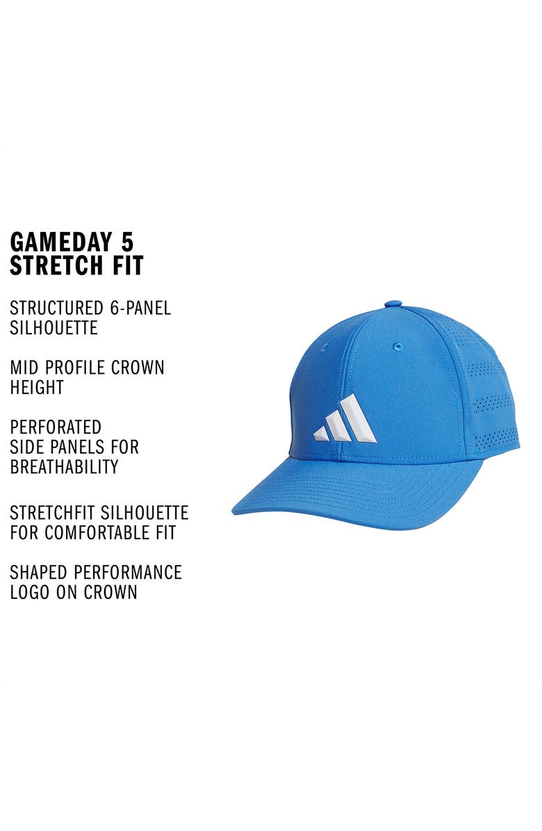 adidas Gameday 5 Stretch 6-Panel Cap, Alternate, color, Ray Blue/ White