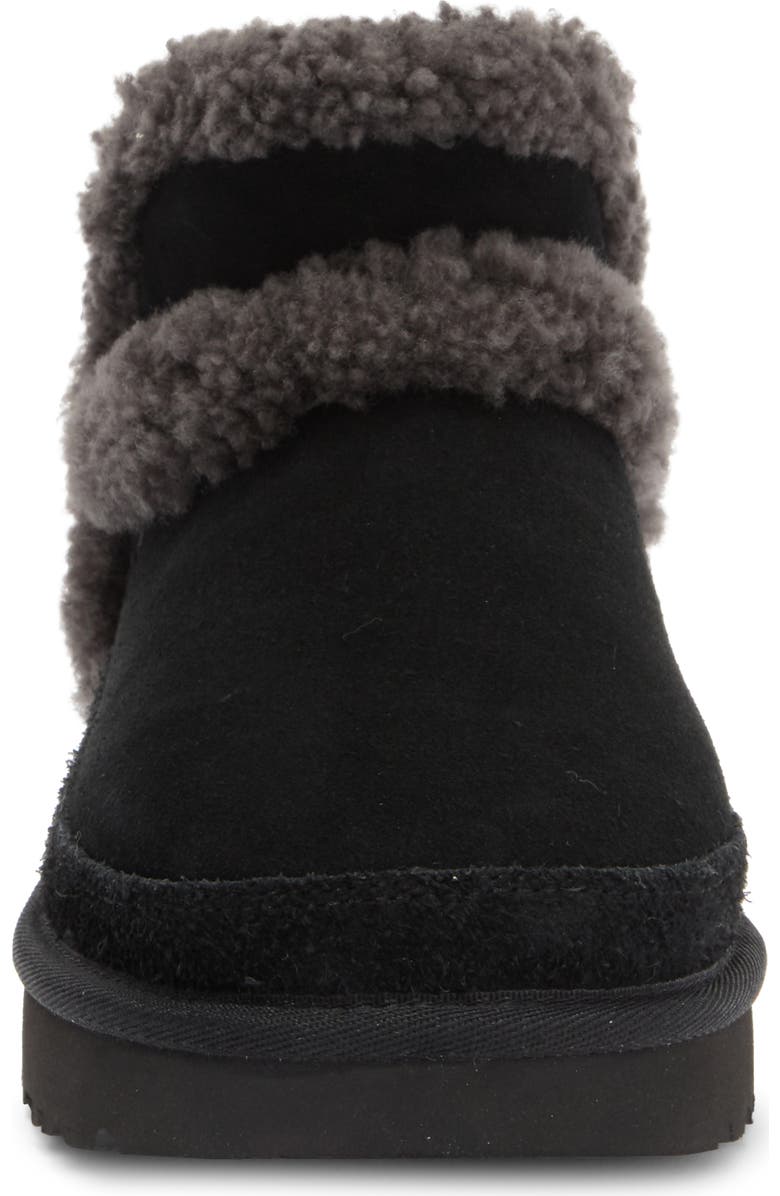 UGG<sup>®</sup> Classic Ultra Mini Spillseam Genuine Shearling Bootie, Alternate, color, Black/Grey