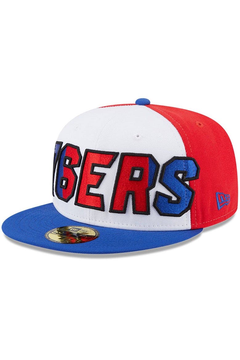 Men's New Era  White/Royal Philadelphia 76ers Back Half 9FIFTY Fitted Hat, Alternate, color, White