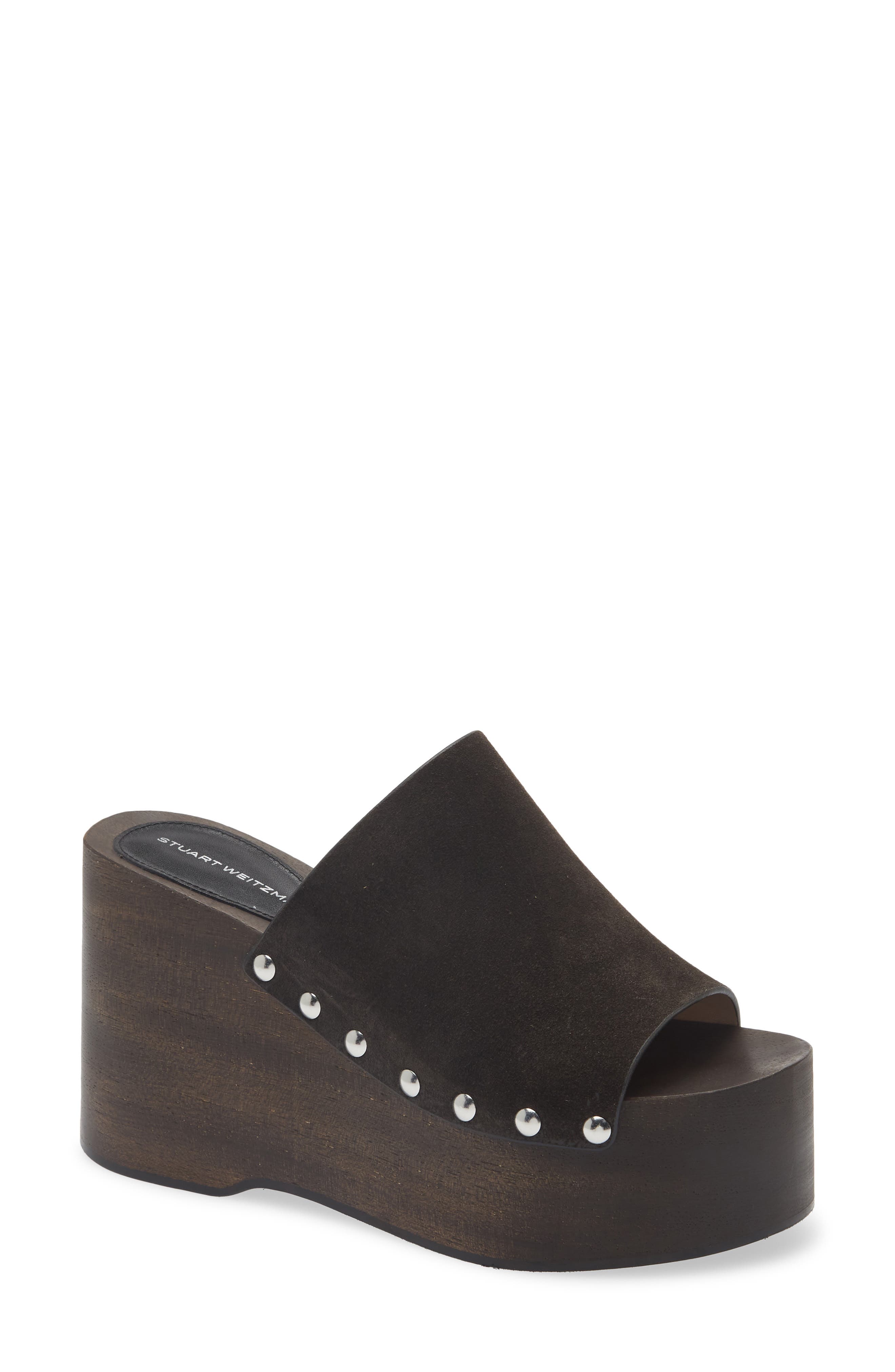 Stuart Weitzman <p>Kate Studded Wedge Platform Slide Sandal (Women)</p>, Main, color, Shadow