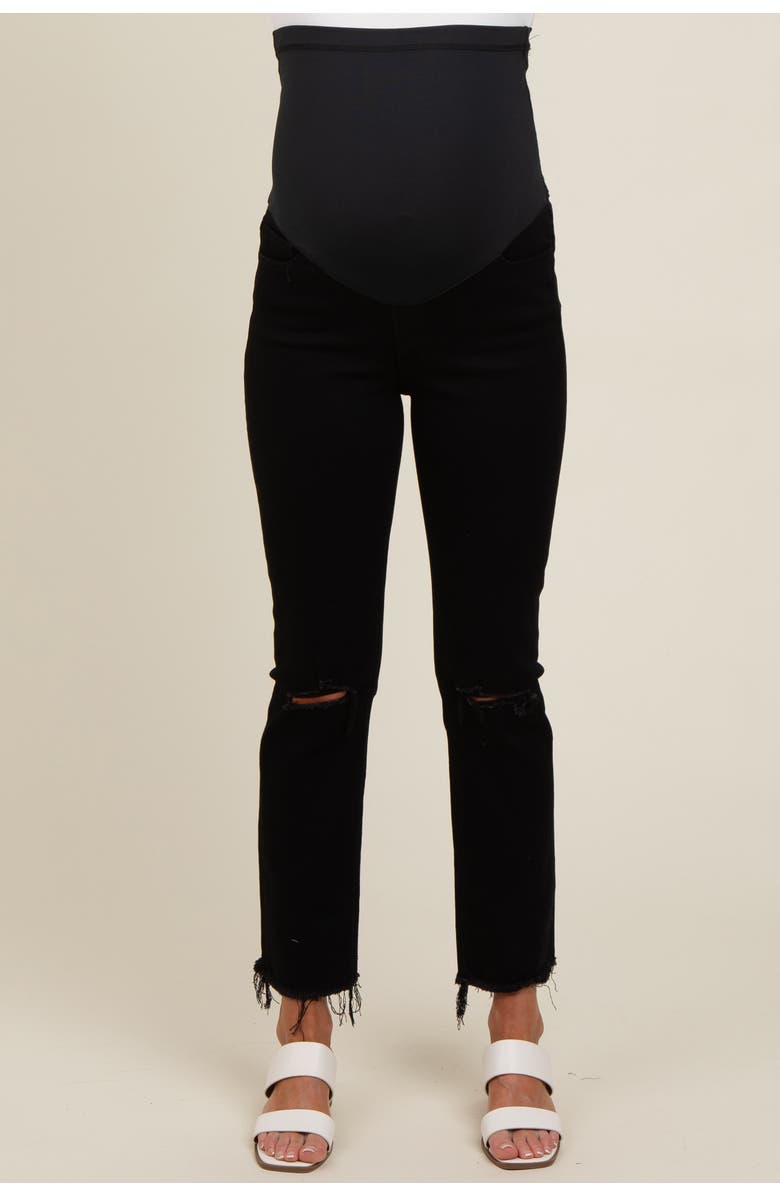 PinkBlush Cut Hem Open Knee Straight Leg Maternity Jeans, Alternate, color, 