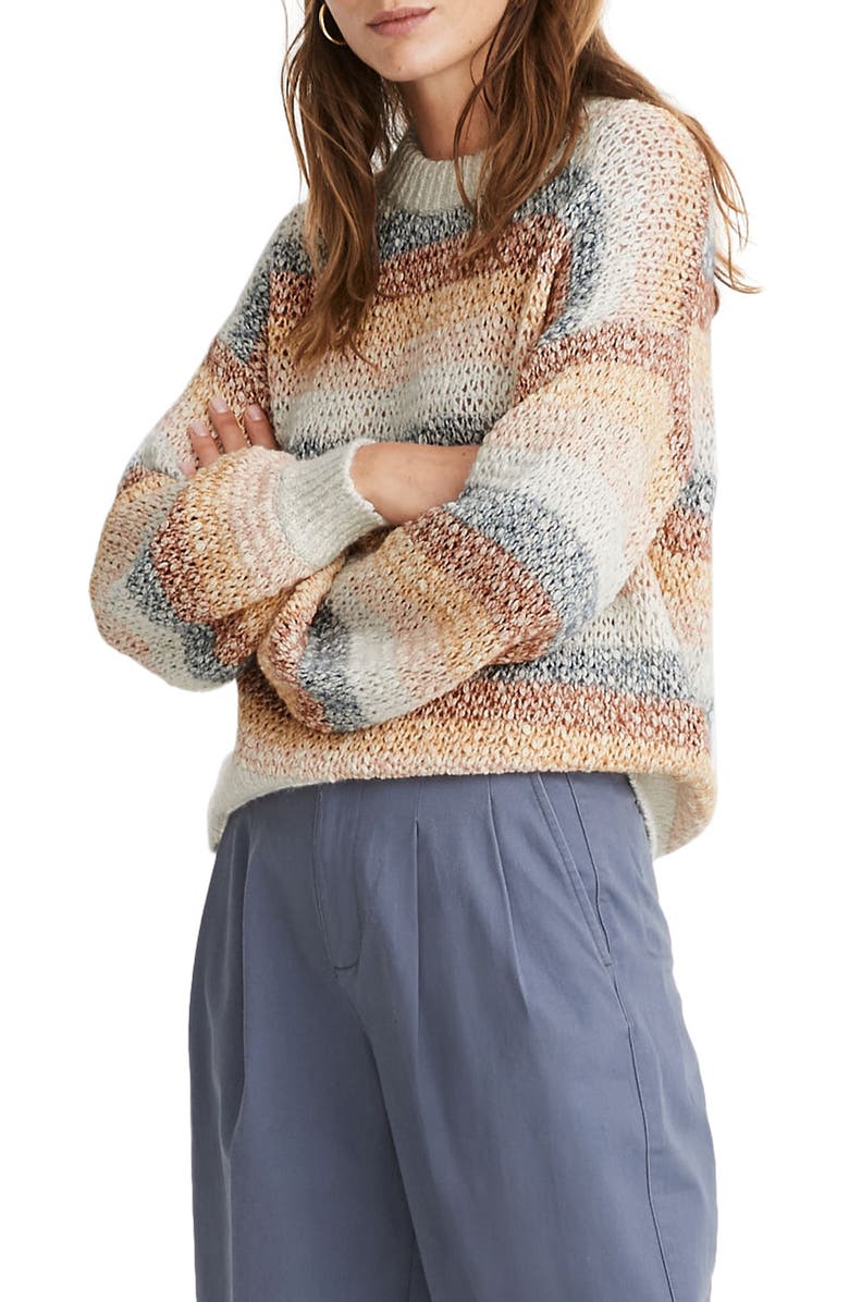 Madewell Baez Pullover Sweater in Stripe, Main, color, 