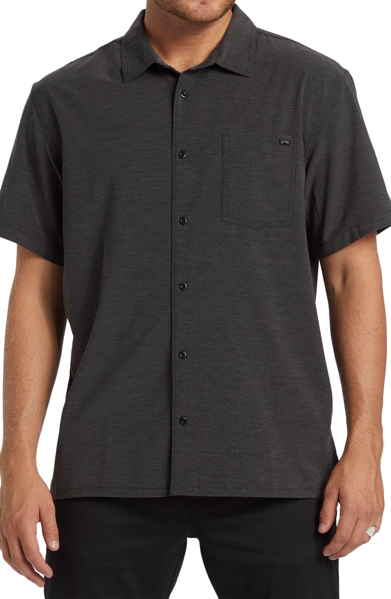 Billabong Surftrek Geo Print Short Sleeve Button-Up Shirt, Main, color, 