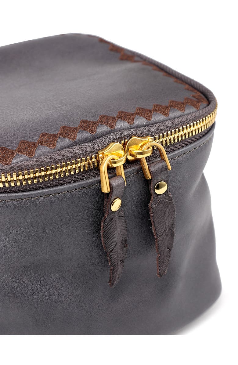 OLD TREND Celosia Genuine Leather Cube Jewelry Case, Main, color, Slate