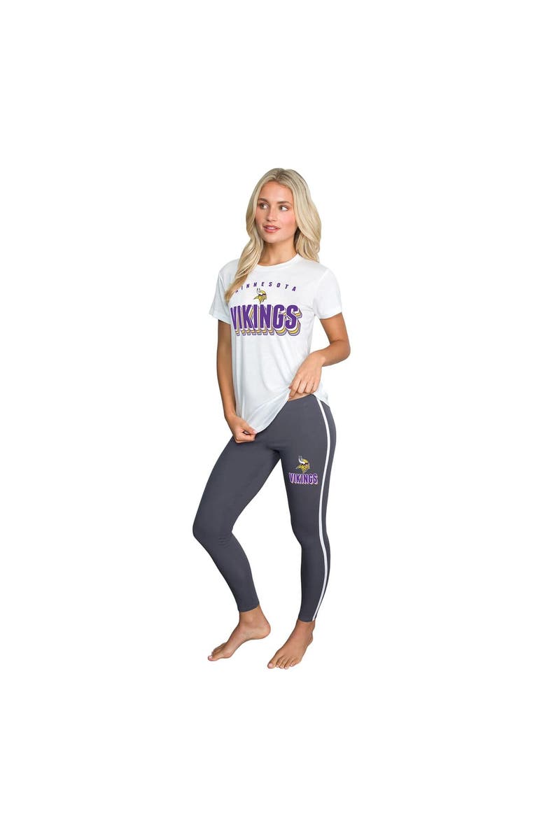 CONCEPTS SPORT Women's Concepts Sport Charcoal/ Minnesota Vikings Sonata Short Sleeve Top & Leggings Set, Alternate, color, Charcoal