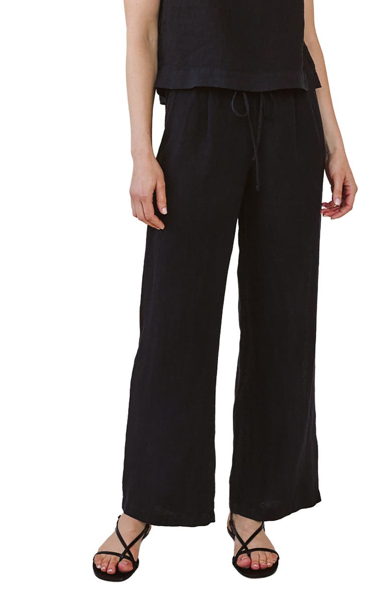 Bella Dahl Wide Leg Linen Pants, Main, color, Black