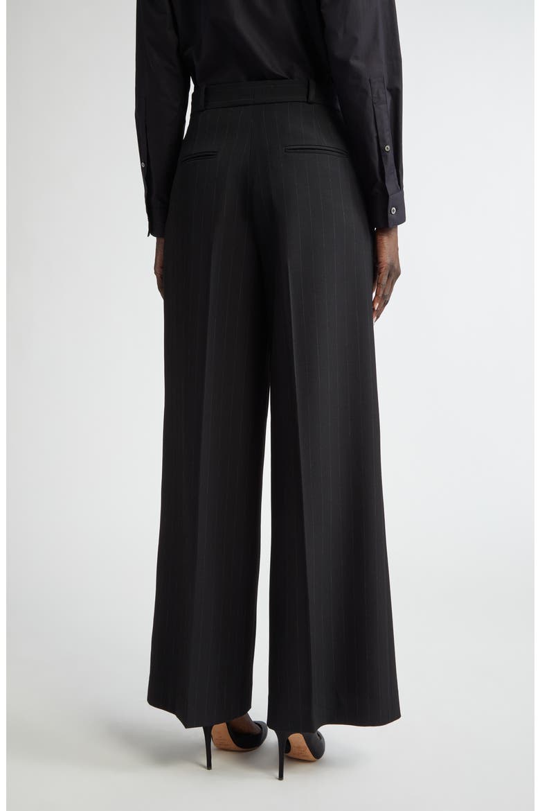 Pinstripe Luxe Suiting Wide Leg Pants, Alternate, color, BLACK