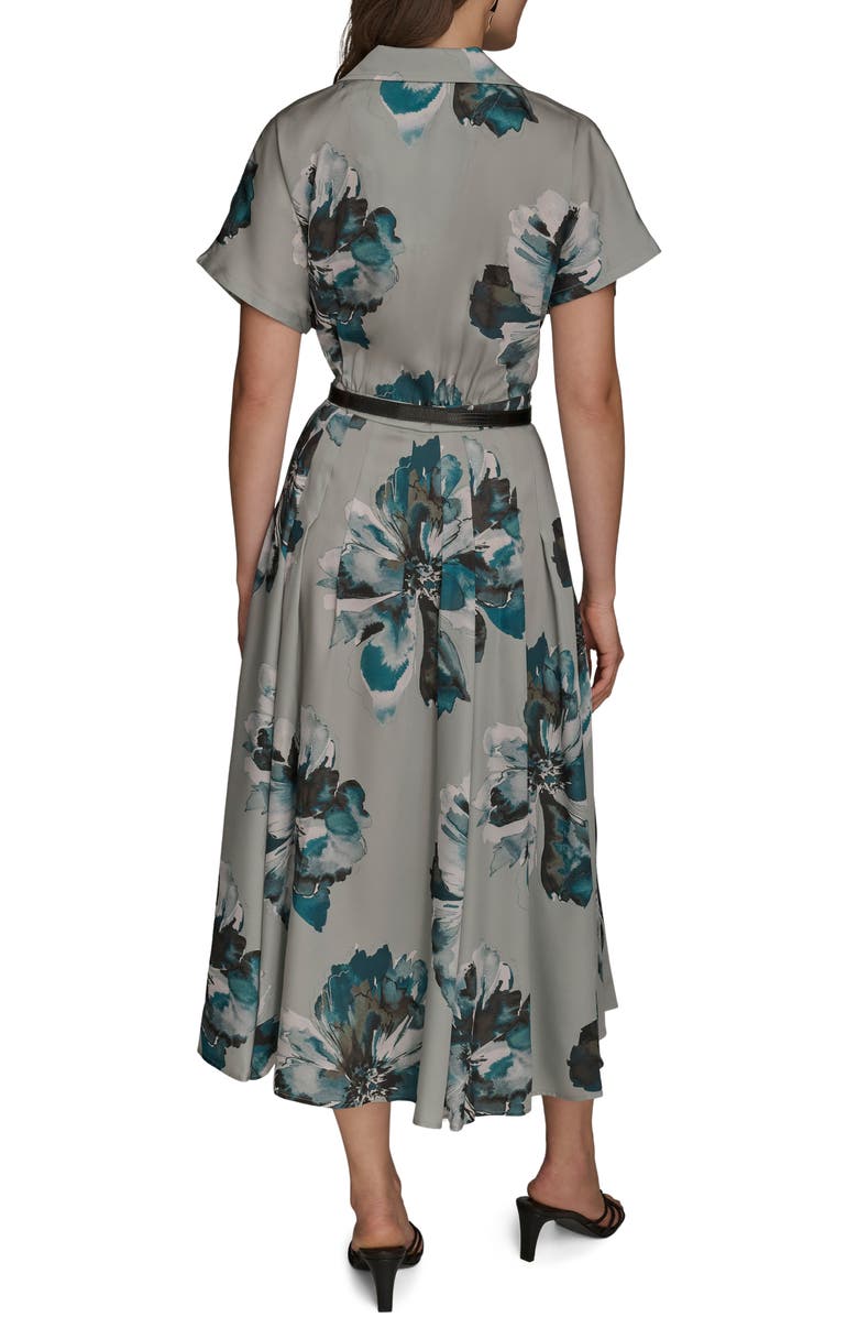 Donna Karan New York Belted Floral Print Shirtdress, Alternate, color, Weatherd Sage
