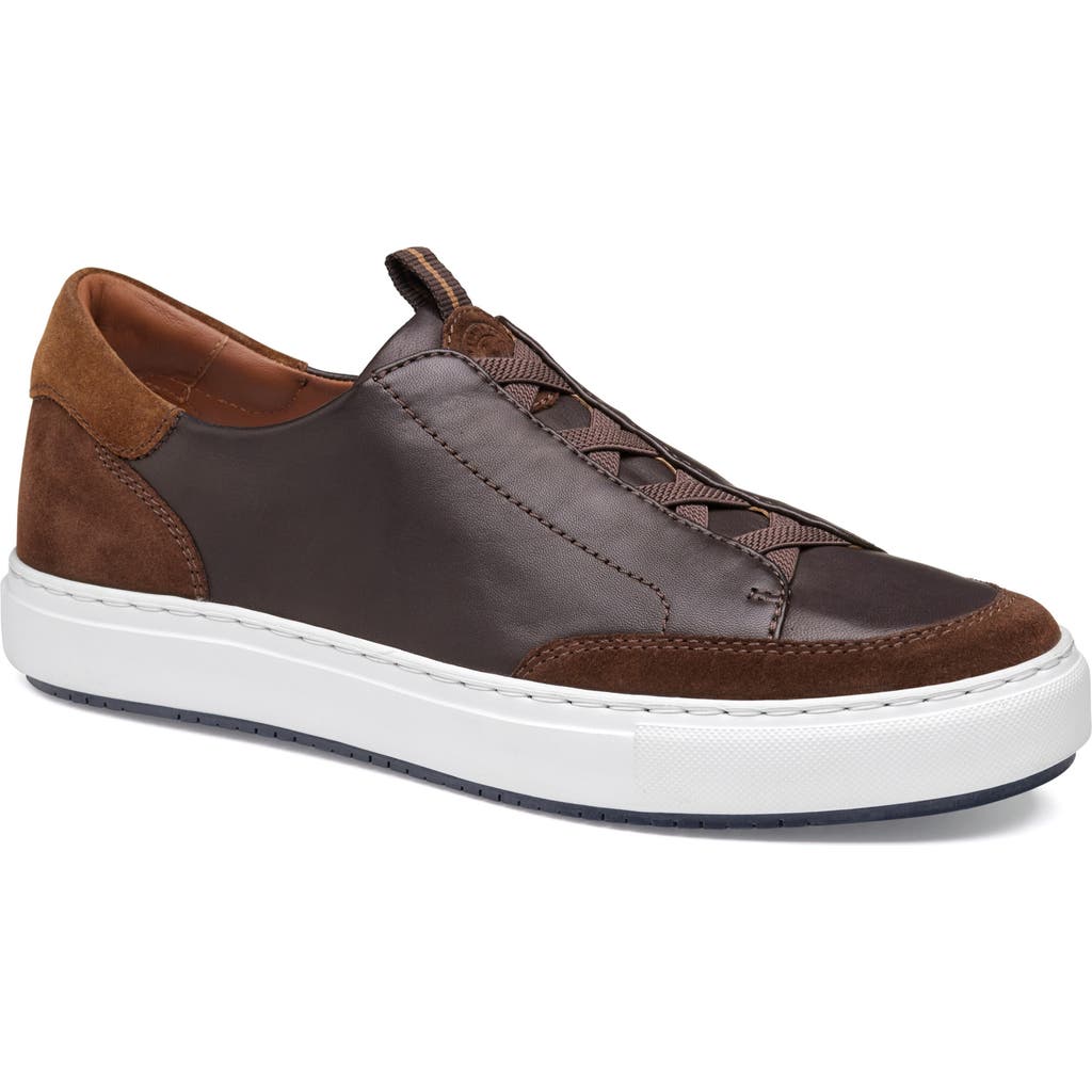 JOHNSTON & MURPHY COLLECTION Johnston & Murphy Anson Lace to Toe Sneaker in Dark Brown Sheepskin/Suede  product
