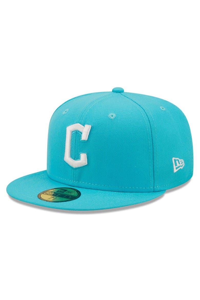 Men's New Era Blue Cleveland Guardians Vice Highlighter Logo 59FIFTY Fitted Hat, Alternate, color, Blue