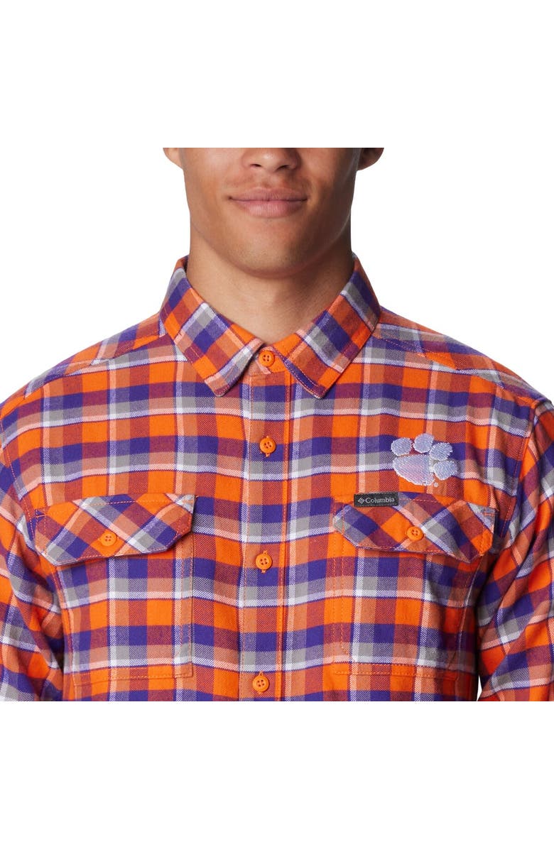 Columbia Orange Clemson Tigers Flare Gun Flannel Long Sleeve Shirt, Alternate, color,