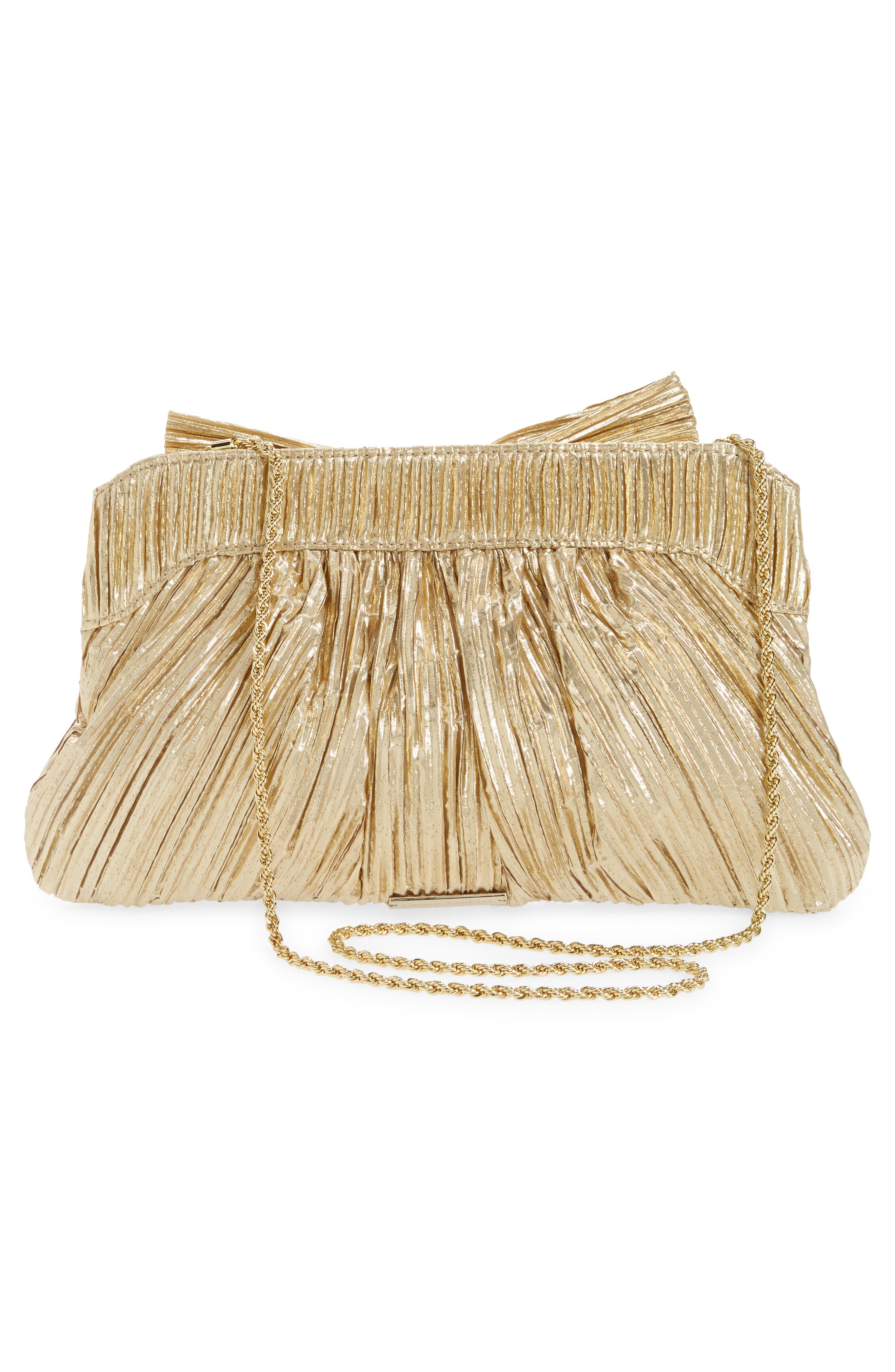 Loeffler Randall Rayne Plissé Clutch, Alternate, color, Gold