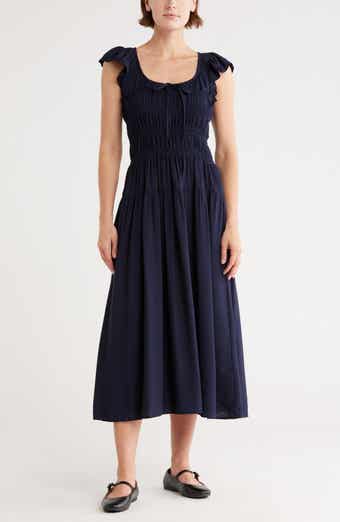 Blu Pepper Shirred Maxi Dress