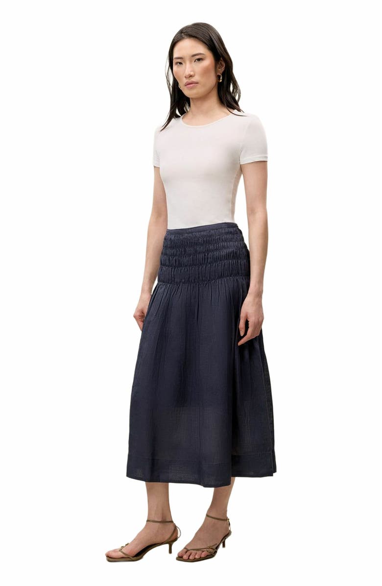 Rebecca Taylor Anya Ramie Skirt, Alternate, color, Navy