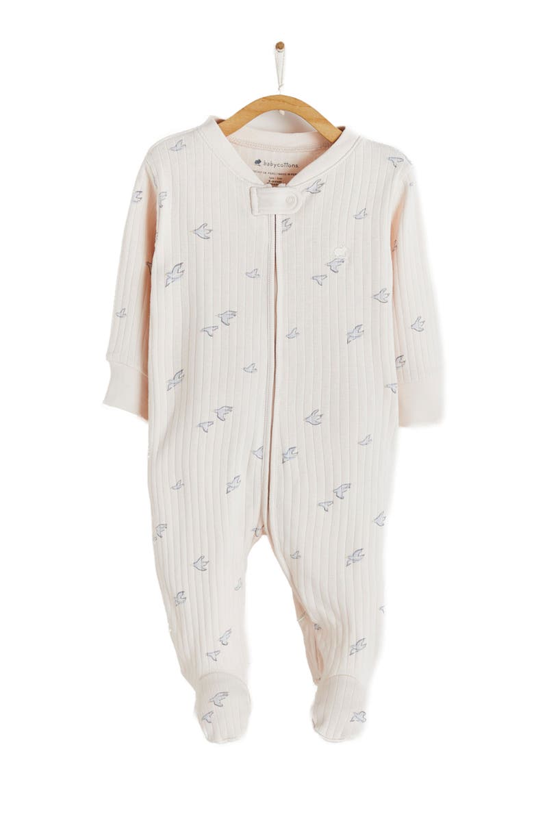 Babycottons Premium Cotton Goose Zip Footed Pajama for Infant, Main, color, Ivory