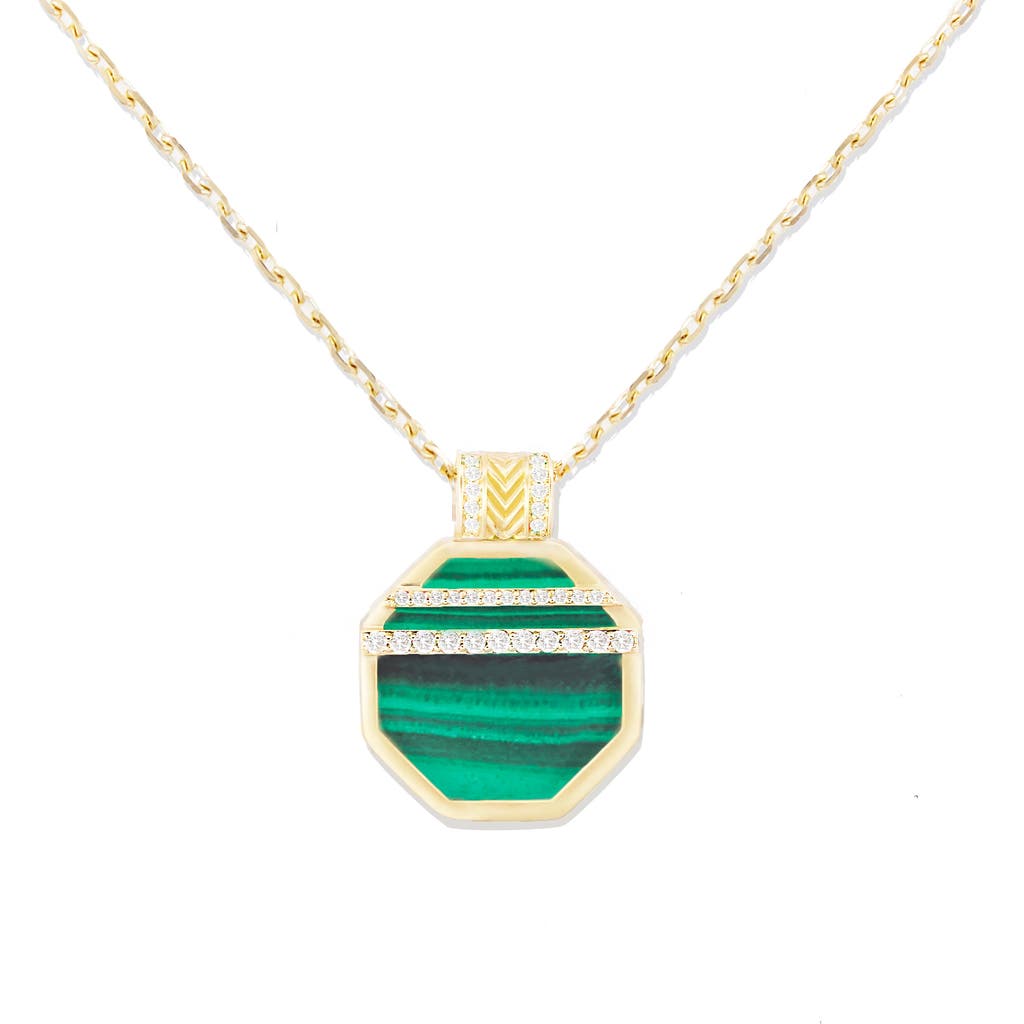 Campbell + Charlotte Spark Octagon Pendant Necklace In Gold