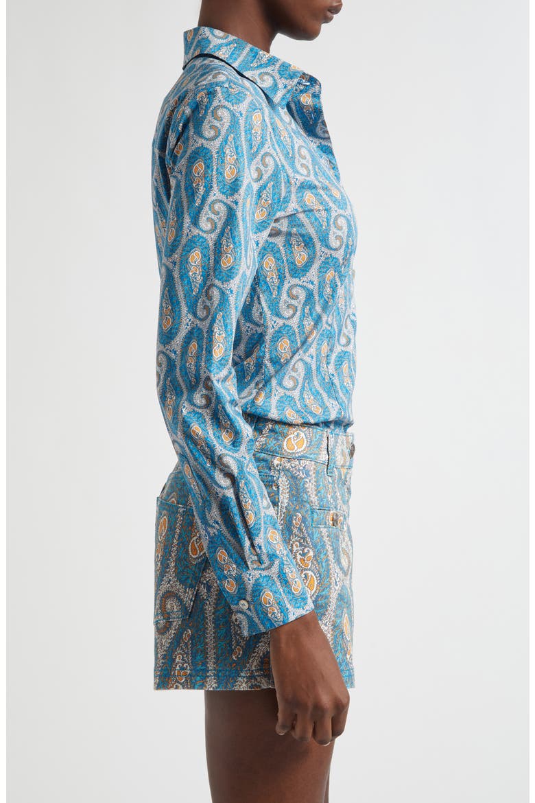 Slim Fit Paisley Stretch Poplin Button-Up Shirt, Alternate, color, PRINT ON WHITE BASE