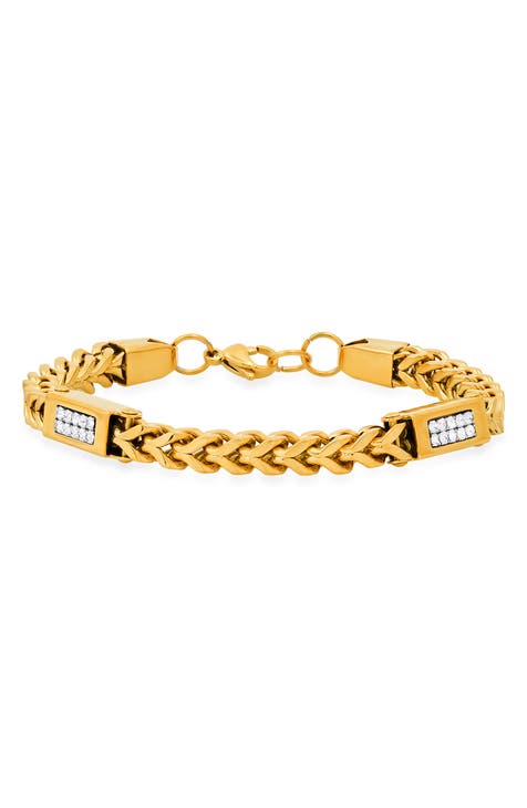 18k Gold Plated Stainless Steel Simulated Diamond Chain Bracelet