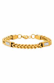 HMY JEWELRY 18k Gold Plated Stainless Steel Simulated Diamond Chain Bracelet