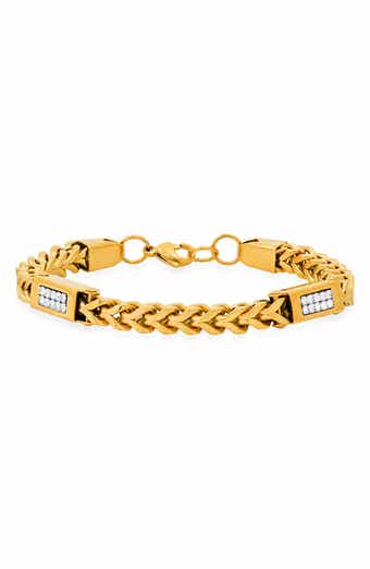 HMY JEWELRY 18k Gold Plated Stainless Steel Simulated Diamond Chain Bracelet