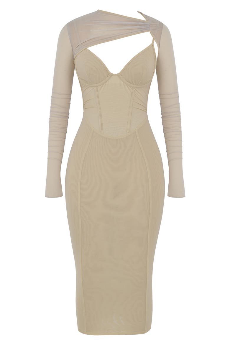 Beatrice Corset Midi Dress & Bolero Set, Alternate, color, BEIGE